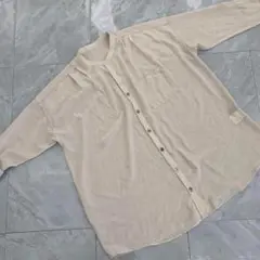LAUTREAMONT ベージュ スタンドカラー シアーシャツ 長袖 38サイズ