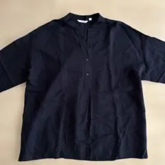 ユニクロ　ネイビー五分袖シャツ　XL