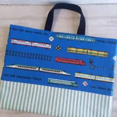 レッスンバッグ　　#732　　電車柄　　キルティング　　通園バック　ハンドメイド