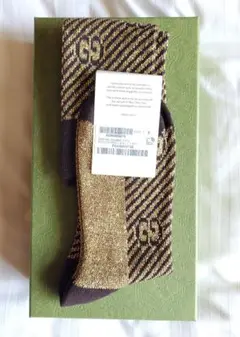 未使用 GUCCI グッチ GG ソックス ラメ入り(ブラウンu0026ゴールド)