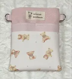 ナースポーチ・オーガナイザー（ハンドメイド） 合皮・ピンク&くま柄