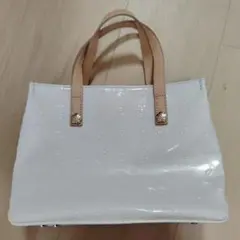 CLATHASホワイト 合成皮革 ハンドバッグ