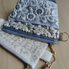 【本日限定価格】インド刺繍リボンのポーチ　2点