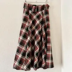 美品 H&M チェック柄フレアスカート ベルト付き XSサイズ