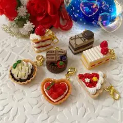 ミニチュア・フェイクスイーツ♡ケーキ・タルト・ミルフィーユ，チャーム7点②
