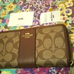コーチCOACH茶色ブラウン長財布正規品クリスマスに大人気レザー定番シグニチャー
