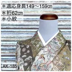 AK-185 小紋 正絹 広衿 袷 紋無し 着物