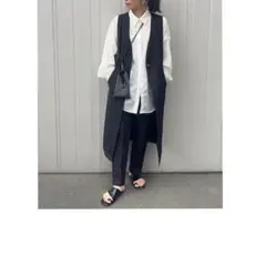 【新品】ロングベスト⭐︎ロングジレ⭐︎ブラック⭐︎XLサイズ