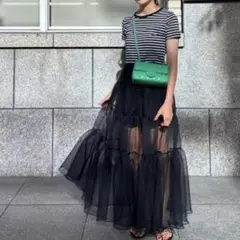 ✨極美品✨SALLURE EMMA チュールスカートトップス ボーダー ブラック
