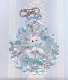 フラワーリース風⟡.·にゃんこキーホルダー④