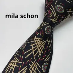 mila schon ミラショーン　ネクタイ　ブラック　総柄　イタリア製