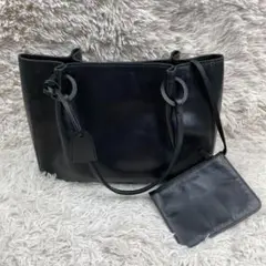 【極美品】GUCCI トートバッグ レザー ポーチ付き チャーム ブラック