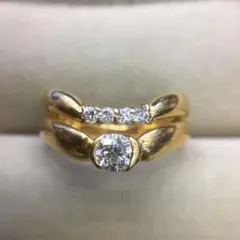 K18 0.32ct 0.13ct 天然ダイヤリング　7.0g