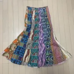 ヒッピー ヴィンテージパッチワークフレアスカート