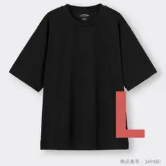GU ドライポンチクルーネックT(5分袖) 男女兼用 L ブラック 349380