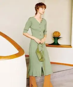 snidel フロントボタンニットワンピース