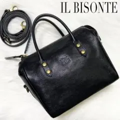 【極美品】イルビゾンテ 2way ミニボストンバッグ ショルダー ブラック