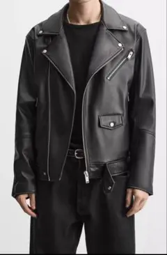 新品 ZARA フェイクレザー バイカージャケット ダブルライダースジャケット