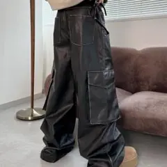 ヴィンテージライク 合皮 パンツ フェイクレザー