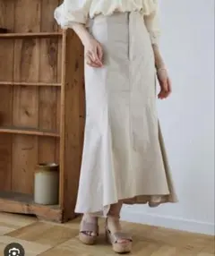 mysty woman マチ付きマーメイドスカート ライトベージュ