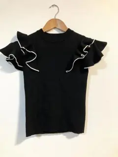 INGNI フリル　黒　カットソー　半袖　ニット　イング　オフショルダー　M