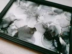 【モノトーン/原画】A4アルコールインクアート　ハンドメイド　インテリア一点物