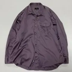90s Vintage シルク100% L/S シャツ 玉虫 比翼 刺繍 光沢