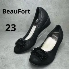 極美品！BeauFort ビューフォート　ビーズビジュー　レザースリッポン