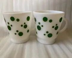 ヘーゼルアトラス　エッグノッグ　マグカップ　グリーン　ドット　２個セット