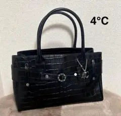 極美品♡ 4℃ ヨンドシー 型押し A4 ハンドバッグ 黒