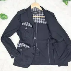 美品　バーバリーブラックレーベル　ノバチェック　サファリジャケット　S　ブラック