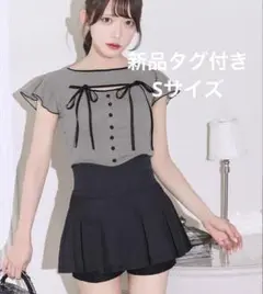 【新品タグ付き】michellMacaron 美脚プリーツスカパン ブラック