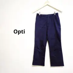 Opti オプティ ネイビー フレアカジュアルパンツクロップドコットンパンツ