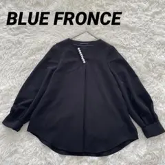 ブルーフロンセ パール付き ブラウス ポンチ素材 プルオーバー L ブラック