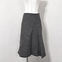 peu fonce　ウール混フレアスカート　グレー　ミモレ丈（9）