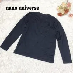 s.438【ナノユニバース】メンズ 長袖カットソー ブラック シンプル 無地 M