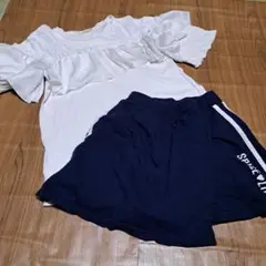 GU フリル付きトップスとショートパンツ セット 145-155cm