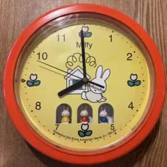 【ジャンク】ミッフィー 掛時計 イエロー/オレンジ