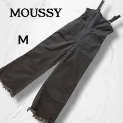 【MOUSSY】マウジー　ダークグレー デニムサロペット Mオーバーオール黒