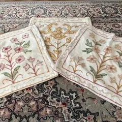 花柄刺繍クッションカバー3点セット