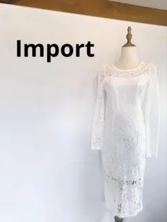 【極美品】Import ホワイトレースワンピース976