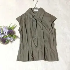 fou foret　ブラウス　サイズ38　M　ノースリーブ　カーキ　E79