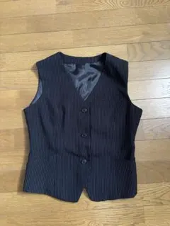 黒ストライプ ノースリーブベスト　スカートセット事務員　制服