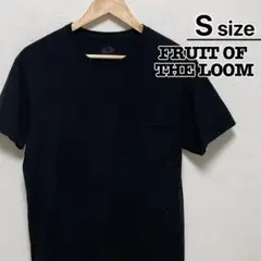 FRUIT OF THE LOOM　Tシャツ　S　ブラック　黒　胸ポケット　無地