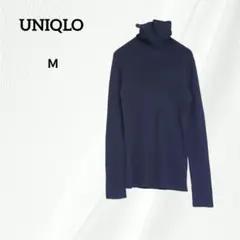 UNIQLO　ユニクロ　リブタートルネックセーター　長袖　ウール　M　ネイビー