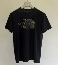 美品 ノースフェイス Tシャツ L ビッグロゴ 黒 迷彩 キャンプ アウトドア