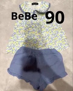 BaBe花柄トップスとショートパンツセット90