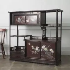 【美品】違い棚　紫檀　松と鶴模様　和家具 茶箪笥 唐木 昭和レトロ 2025年最新】紫檀 茶箪笥の人気アイテム - メルカリ
