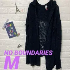 NO BOUNDARIES ダークブルー ニットカーディガンフード付　【M】