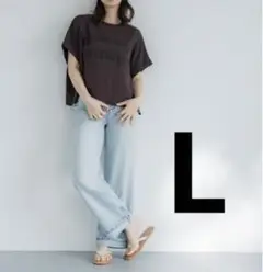 coca ロールアップロゴTシャツ　ブラウン　L